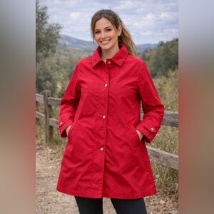 London Fog Vintage Red Trench Style Jacket Size Medium